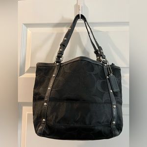 Coach studded purse, made from classic coach cloth